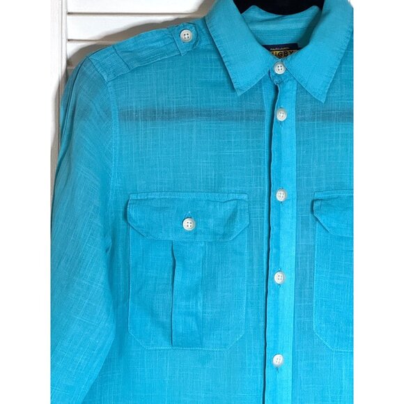 Ralph Lauren Rugby Womens Boyfriend Button Down Turquiose Blouse Roll Tab Size 0 - Picture 4 of 10
